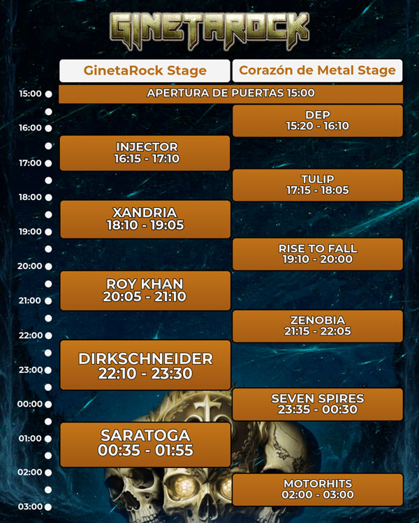 GINETAROCK – HORARIOS – Recordamos los detalles del festival
